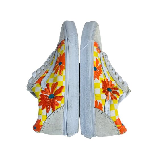 Vans Old Skool Checkerboard Sunflower Sneakers Womens 10 Suede Canvas Mens 8.5 - Picture 3 of 14